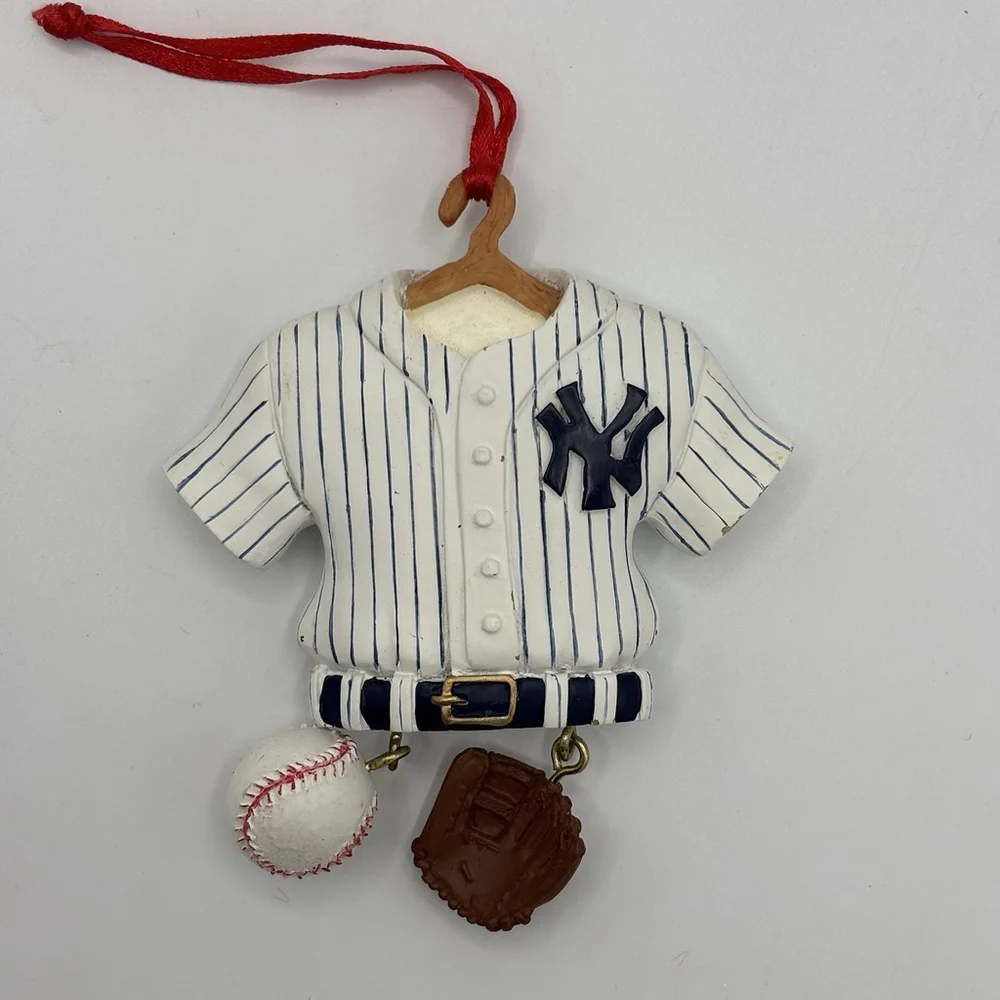 NY Yankees MLB Christmas Ornament Lot 5 Glass Santa Bear Jersey Baseball Decor